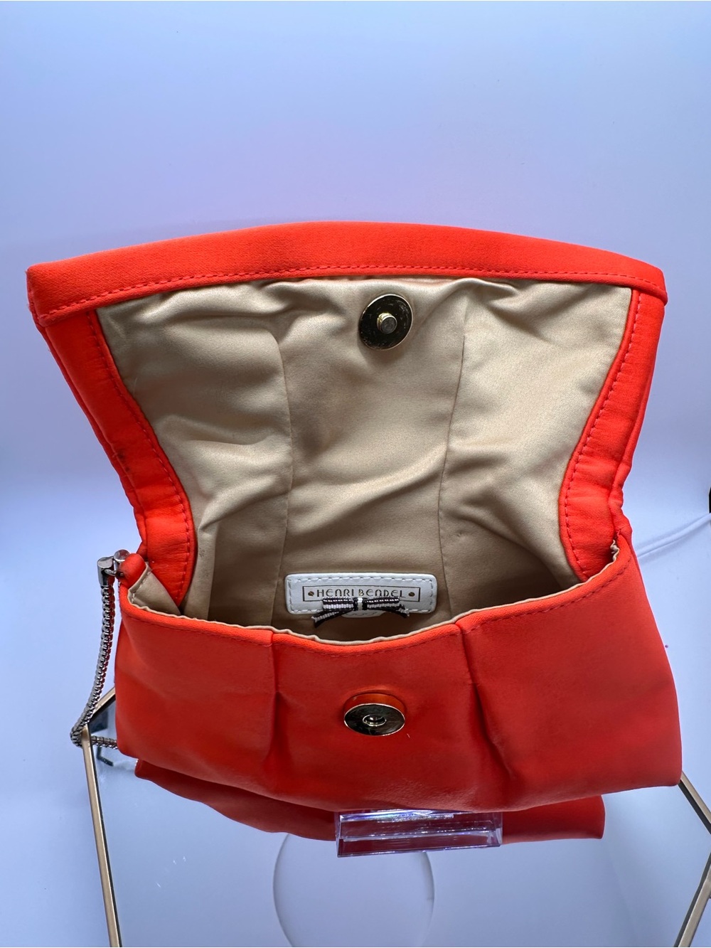 henri bendel Orange Fold-Top Wristlet with Metal Accent - Picture 6 of 7